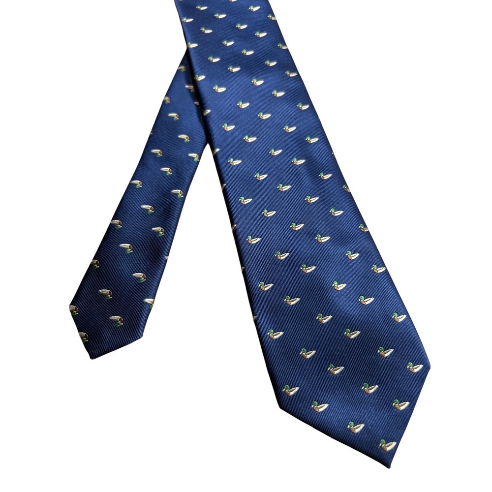 Chaps Navy Blue Igor Duck Print Necktie 3" Wide 58" Long Retail: $42 EUC